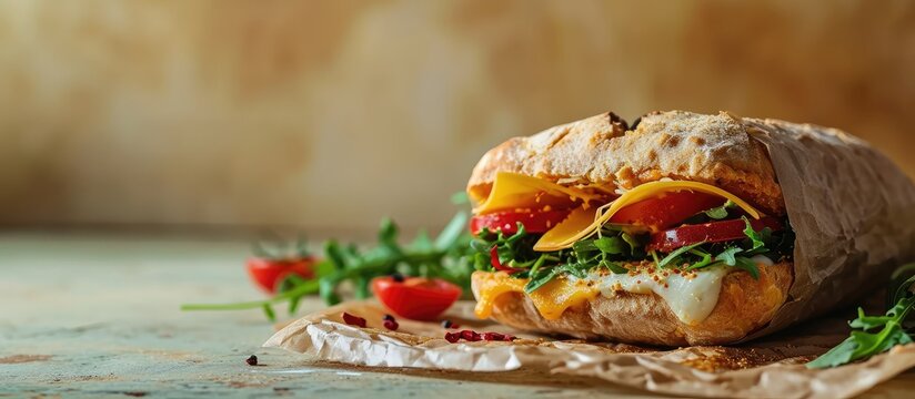 cemita cake with oaxaca cheese mexican sandwich Mexican food. Copy space image. Place for adding text