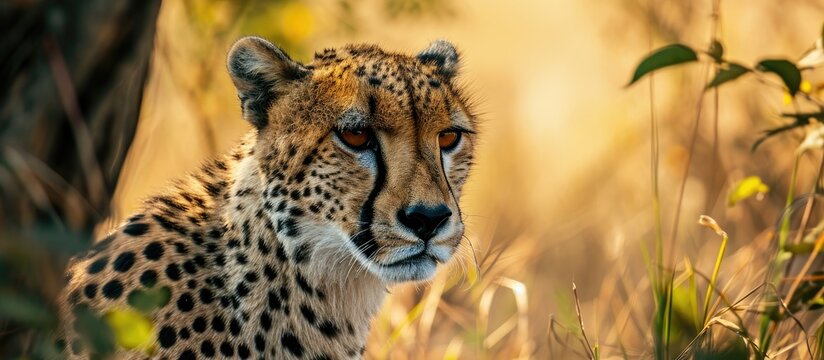 Free State Cheetah Noticing another Cheetah close by. Copy space image. Place for adding text