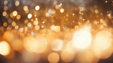 Captivating Gold Lights with Star Bokeh - Festive Abstract Background for Christmas Celebration and Holiday Glamour, Perfect for Promotional Content and Magical Events