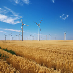 Wheat field and wind turbines