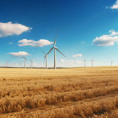 Wheat field and wind turbines