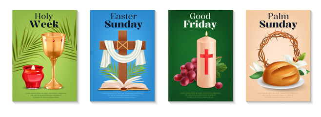 Palm Sunday cards in realistic view