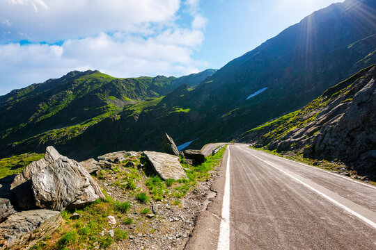 transfagarasan road in summer. landscape of fagaras mountains, romania. popular travel destination