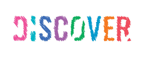 colorful scribble discover word. vector illustration