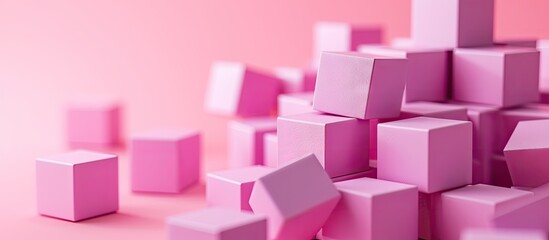 Pink baby building blocks. Copy space image. Place for adding text