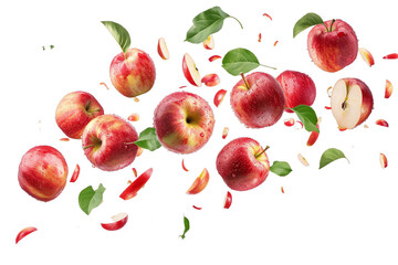 Fresh, ripe red apples on a clean white background, showcasing a healthy and delicious fruit arrangement in a vibrant and natural setting