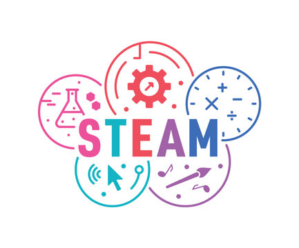 colorful steam logo and symbols. vector steam logo