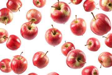 Isolated red apples on a white background, showcasing a vibrant collection of fresh, healthy fruits including apples, pears, and strawberries, embodying nature's organic sweetness and juiciness