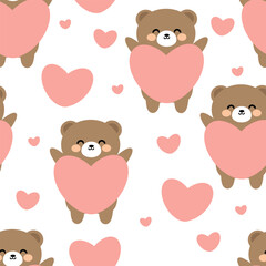 Seamless pattern of cartoon bears. wallpaper illustration for gift wrapping paper, backgrounds and greeting cards