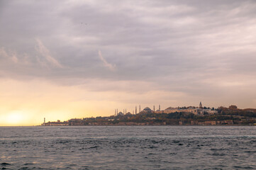 The setting sun over Topkapi Palace. Istanbul Türkiye.