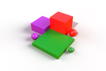 colorful product platform on white background. 3d illustration product presentation platform