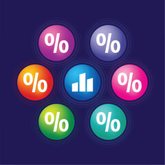 colorful round buttons on dark blue background