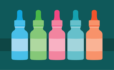 colorful medicine bottles in dark background