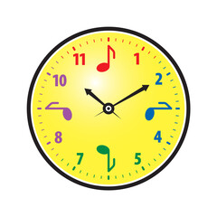 colorful musical clock. colorful note with clock concept