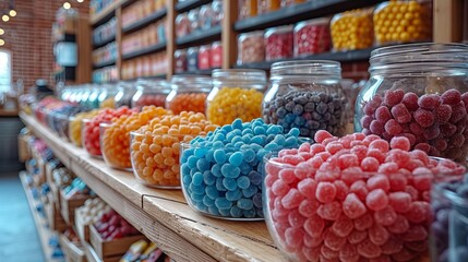 Fototapeta na wymiar multi-colored sweets on the store counter. Generative AI