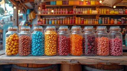 Fototapeta na wymiar multi-colored sweets on the store counter. Generative AI