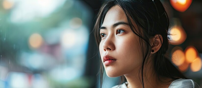 Asia people young woman thoughtful looking away doubtful stress worry in bad news financial economy recession cash flow crisis in small SME issue impact from covid coronavirus at home office st