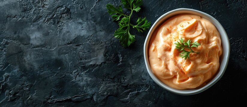 Slamon Spicy Mayo. Copy space image. Place for adding text