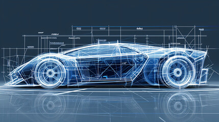Naklejka premium Blueprint design of an abstract car, embodiment of a thought