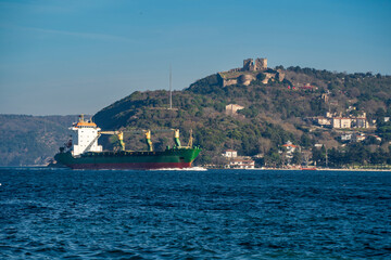 Bosphorus transportation traffic view in Istanbul