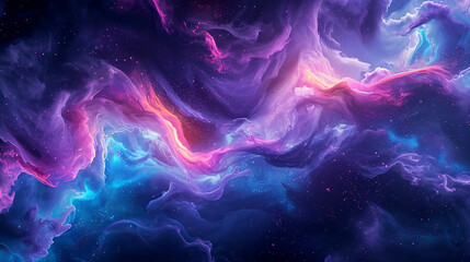 Cosmic space background with a blue purple nebula and stars