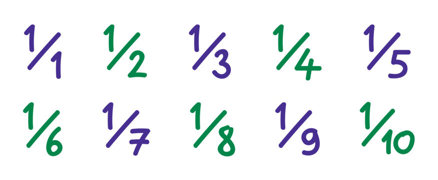 colorful hand drawing fractional numbers