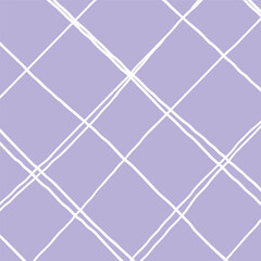 lilac, purple, violet, lavender, white background with zig zag texture effect, weave plaid style fine broken lines. Irregular check repeat pattern. Square diagonal shape, grunge noise texture