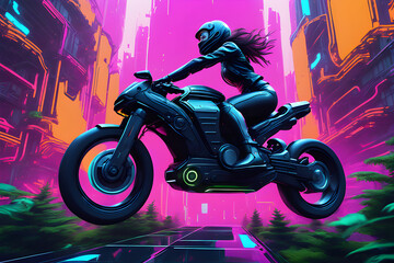 riding a motorcycle (Generative AI)