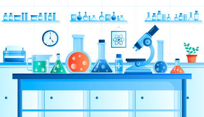 Science lab composition in gradient design