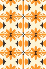 Fototapeta na wymiar Apricot aperiodic geometric seamless patterns for hydraulic tile 