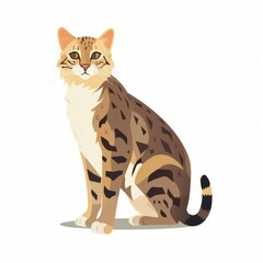 cat  in flat design style on white background