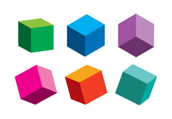colorful cubes from different angles