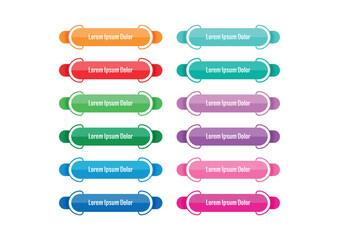 colorful banner template. twelve steps banner set. colored buttons