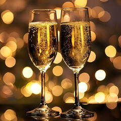 Golden Glow of Festive Celebration with Champagne.