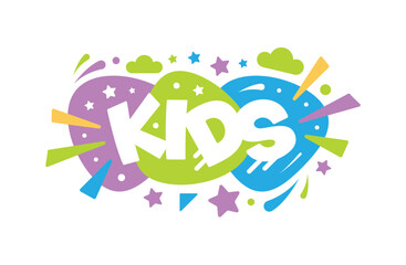 colorful and cute kids concept. kids logo