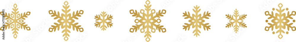 Wall mural golden gradient snowflake element, hand drawn snow symbol collection, elegant winter decoration - Wall murals