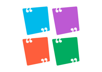 colored rectangles and hand drawn double quote symbols. scribble quotation mark concept. book, quotation mark for the world of education