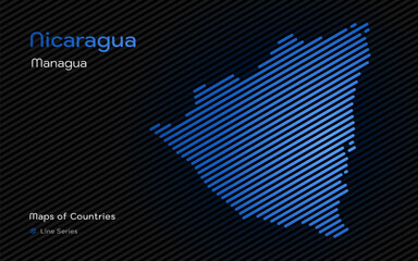 Nicaragua Map in a Line Pattern. Stylized simple vector map	
