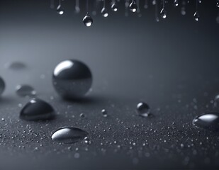 Water droplets on a gray background. Generative AI