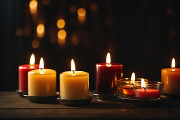 burning candles in the dark background