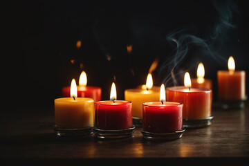 Obraz na płótnie Canvas burning candles in the dark background