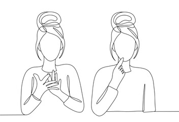 Sign language. Woman. One line