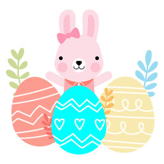 Easter bunny rabbits and Easter eggs, Welcome spring season, 