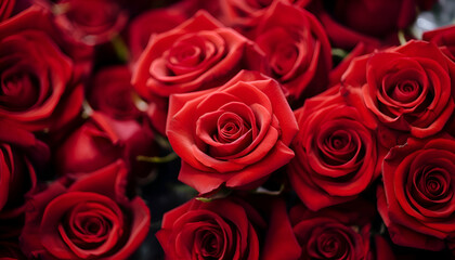 red roses bouquet for valentine's day with copy space