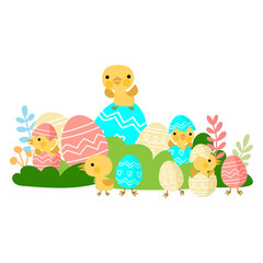 baby chicks and Easter eggs, Welcome spring season
