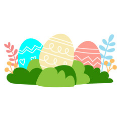Fototapeta premium Easter bunny rabbits and Easter eggs, Welcome spring season, clipart