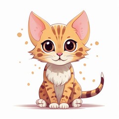 Fototapeta premium Ocicat_cat in kawaii style on white background
