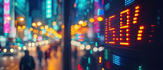 world of finance with striking visuals of bustling stock exchanges, dynamic market charts, and successful investment strategies with colorful lighting street
