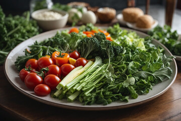 fresh vegetables on wooden background