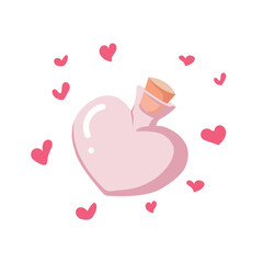 heart shaped bottle with love potion vector illustration